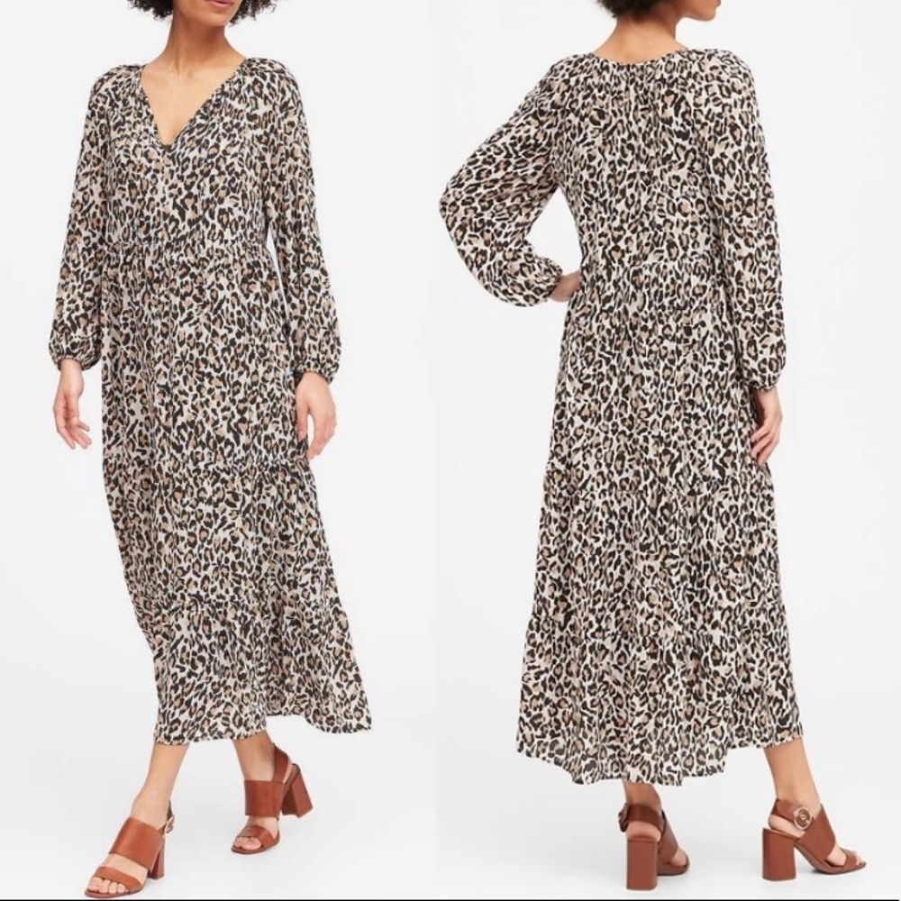 Banana Republic Leopard Tiered Maxi